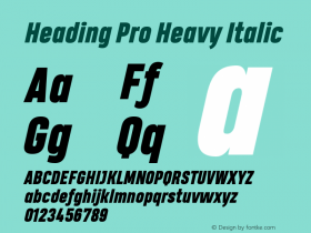 HeadingPro-HeavyItalic Version 1.001 Font Sample