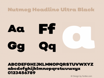 Nutmeg Headline Ultra Black Version 1.000;PS 001.000;hotconv 1.0.88;makeotf.lib2.5.64775 Font Sample