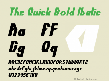 The Quick Bold Italic Version 1.00;January 31, 2018;FontCreator 11.0.0.2412 64-bit Font Sample