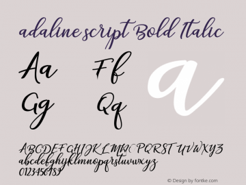 adalinescript-BoldItalic Version 1.000 Font Sample