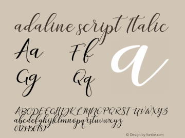 adalinescript-Italic Version 1.000图片样张