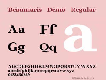 Beaumaris Demo Regular Version 1.000 Font Sample