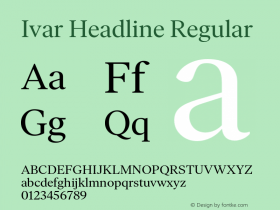 IvarHeadline-Regular Version 1.000 Font Sample