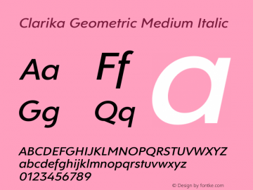 Clarika Geometric Medium Italic Version 1.004图片样张