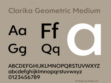Clarika Geometric Medium Version 1.004;PS 001.004;hotconv 1.0.88;makeotf.lib2.5.64775图片样张