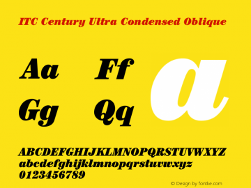 ITC Century Ultra Condensed Oblique Version 002.000图片样张
