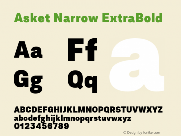 AsketNarrow-ExtraBold 001.000 Font Sample