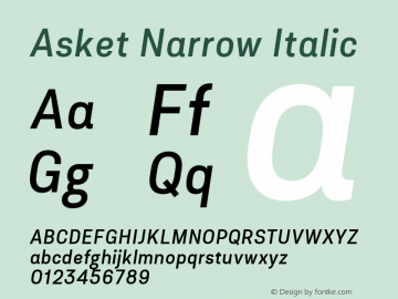 AsketNarrow-Italic 001.000 Font Sample