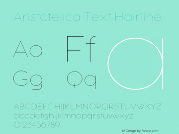 Aristotelica Text Hairline Version 1.000 Font Sample