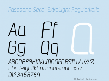 Pasadena-Serial-ExtraLight RegularItalic 1.0 Sun Oct 20 16:10:36 1996图片样张