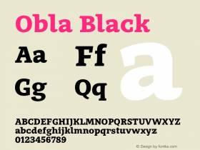 Obla-Black Version 1.000 2016 initial release Font Sample