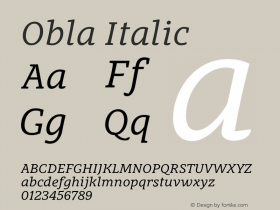 Obla-Italic Version 1.000 2016 initial release Font Sample