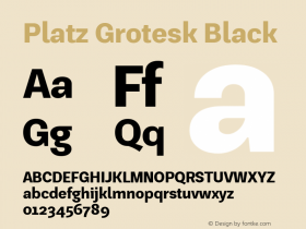 Platz Grotesk Black Version 1.000;PS 001.000;hotconv 1.0.88;makeotf.lib2.5.64775 Font Sample