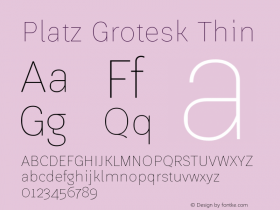 Platz Grotesk Thin Version 1.000;PS 001.000;hotconv 1.0.88;makeotf.lib2.5.64775 Font Sample