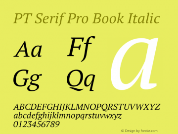 PT Serif Pro Book Italic Version 1.000; Fonts for Free; vk.com/fontsforfree图片样张