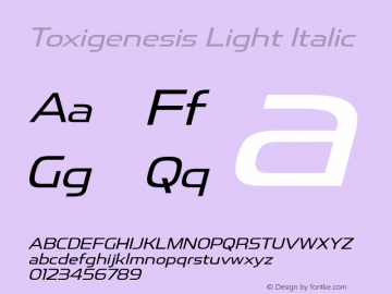 ToxigenesisLt-Italic Version 1.000图片样张