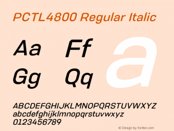 PCTL4800Rg-Italic Version 1.000 Font Sample