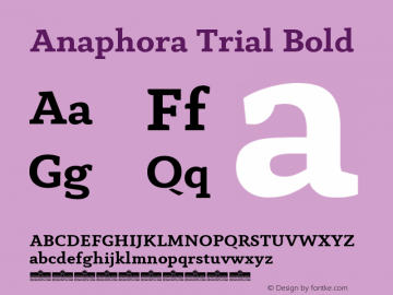 AnaphoraTrial-Bold Version 5.004 Font Sample