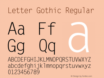 Letter Gothic Version 1.3 (Hewlett-Packard) Font Sample