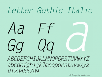 Letter Gothic Italic Version 1.3 (Hewlett-Packard)图片样张