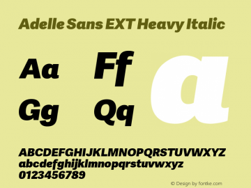 Adelle Sans EXT Heavy Italic Version 2.000;PS 002.000;hotconv 1.0.88;makeotf.lib2.5.64775 Font Sample