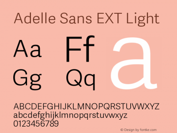 Adelle Sans EXT Light Version 2.000;PS 002.000;hotconv 1.0.88;makeotf.lib2.5.64775 Font Sample