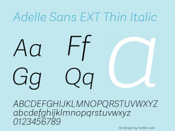 Adelle Sans EXT Thin Italic Version 2.000;PS 002.000;hotconv 1.0.88;makeotf.lib2.5.64775 Font Sample