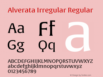 AlverataIrregular Version 1.000 Font Sample