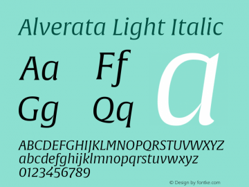 AlverataLt-Italic Version 1.001 Font Sample