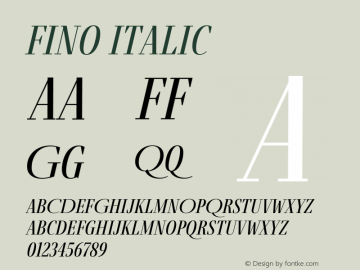 Fino Italic Version 1.012;PS 001.012;hotconv 1.0.88;makeotf.lib2.5.64775 Font Sample