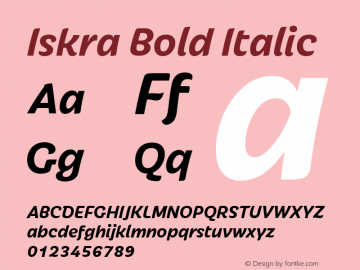 Iskra-BoldItalic Version 1.000 Font Sample
