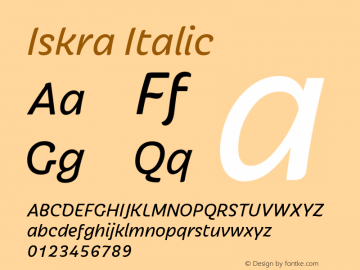 Iskra-Italic Version 1.000 Font Sample