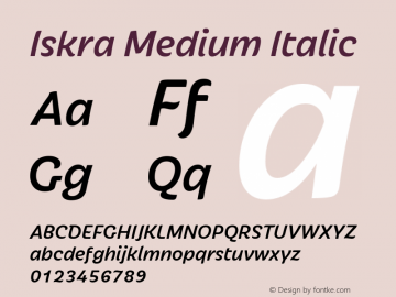 Iskra-MediumItalic Version 1.000 Font Sample