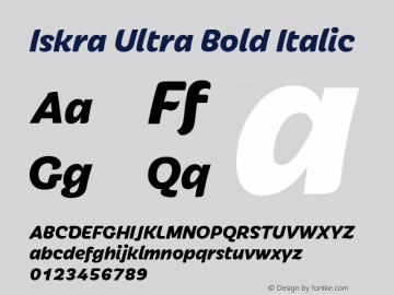 Iskra-UltraBoldItalic Version 1.000 Font Sample