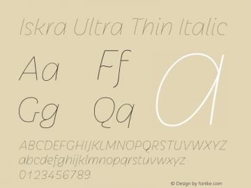 Iskra-UltraThinItalic Version 1.000图片样张