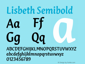Lisbeth Semibold Version 2.013;PS 002.013;hotconv 1.0.88;makeotf.lib2.5.64775图片样张