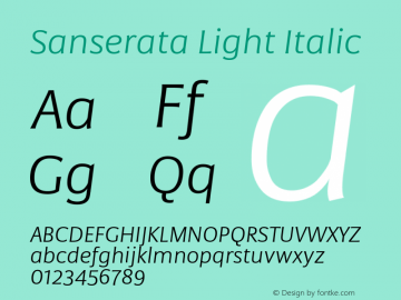 SanserataLt-Italic Version 1.002 Font Sample