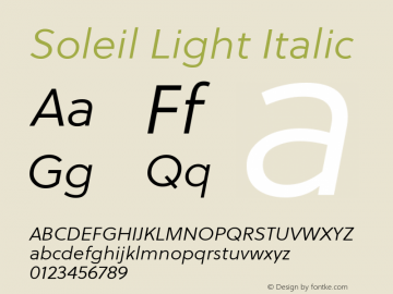 SoleilLt-Italic Version 1.001图片样张