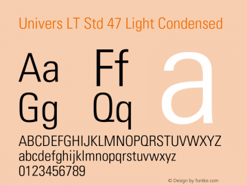 univers lt std 47 light condensed font