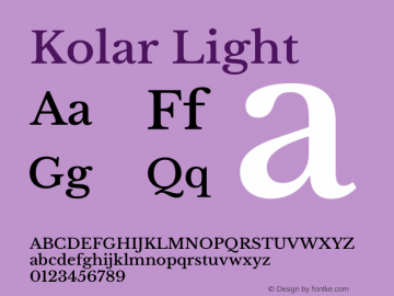 Kolar Light Version 1.001;PS 1.0;hotconv 1.0.88;makeotf.lib2.5.647800 Font Sample