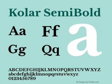 Kolar SemiBold Version 1.001;PS 1.0;hotconv 1.0.88;makeotf.lib2.5.647800 Font Sample