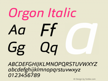 Orgon-Italic Version 1.000 Font Sample