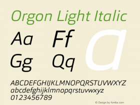 Orgon-LightIt Version 1.000 Font Sample