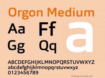 Orgon-Medium Version 1.000 Font Sample