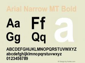 Arial Narrow MT Bold Version 001.002 Font Sample