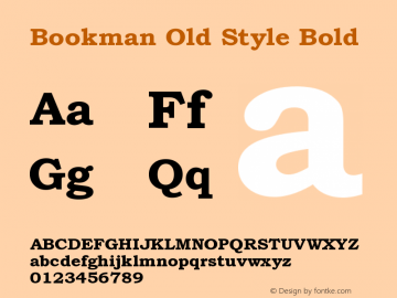 Bookman Old Style Bold Version 001.005 Font Sample
