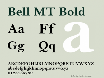 Bell MT Bold Version 001.003 Font Sample