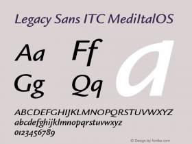 Legacy Sans ITC Medium Italic OS Version 001.005 Font Sample