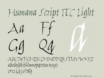 Humana Script ITC Light Version 001.001 Font Sample