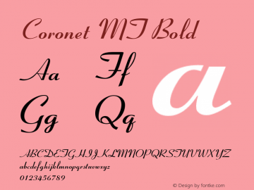 Coronet MT Bold Version 001.003 Font Sample